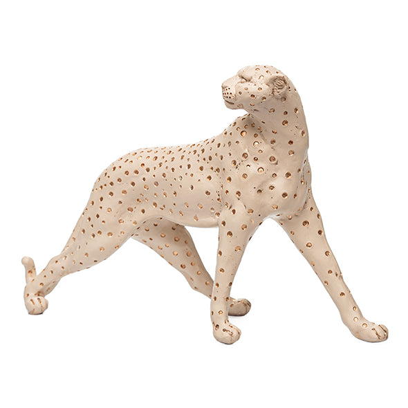 Escultura Leopardo Em Pe Creme 28cm