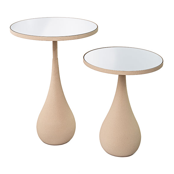 Mesa Lateral Gota Espelho/metal Areia 35x59cm