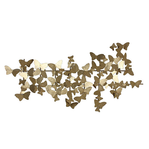 Escultura de Parede Borboletas Douradas 130x8x65cm