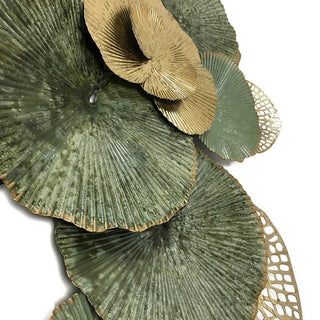 Escultura de Parede Círculos Verdes/dourados 120x8x61cm