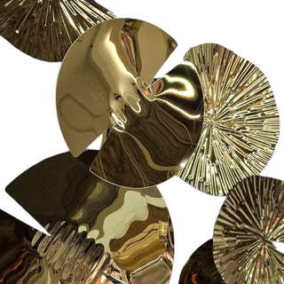 Escultura de Parede Leques Dourados Inox 110x6x60cm
