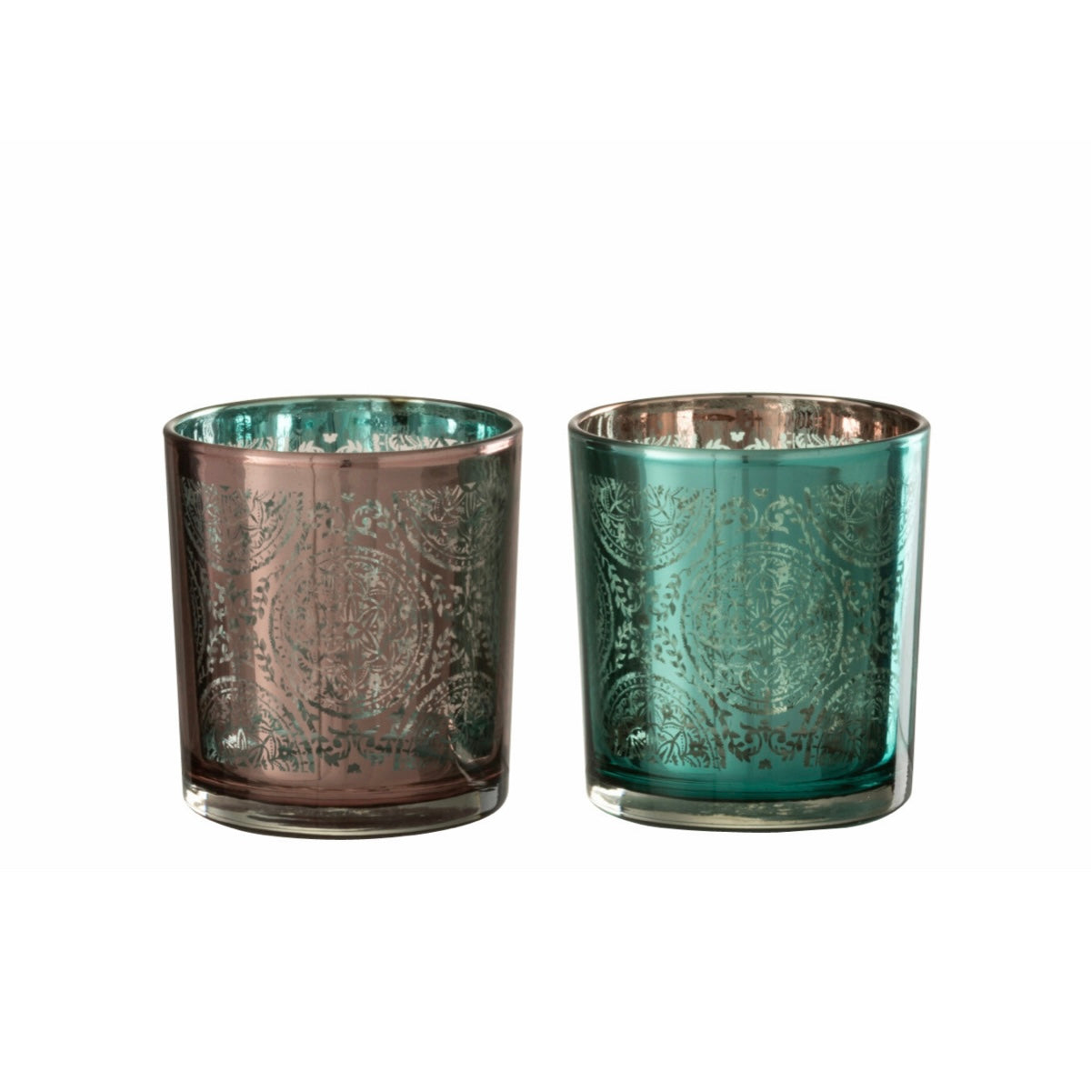 Jg. 2 Castiçais Oriental Verde/Cobre 8cm