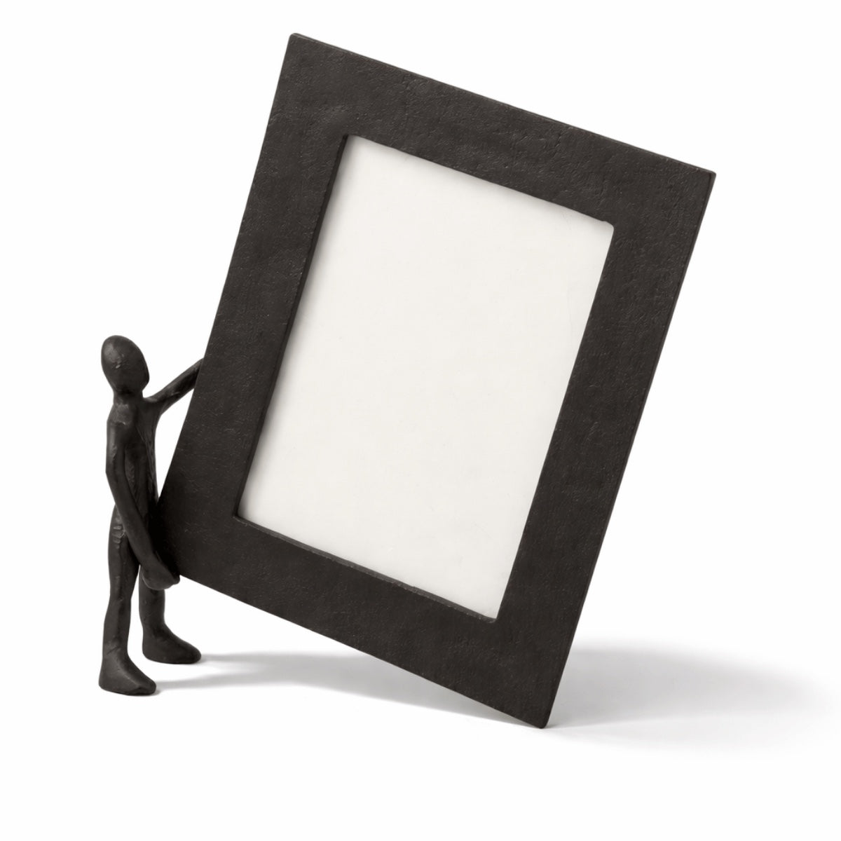 Porta Retrato Com Figura Segurando Moldura Em Aluminio