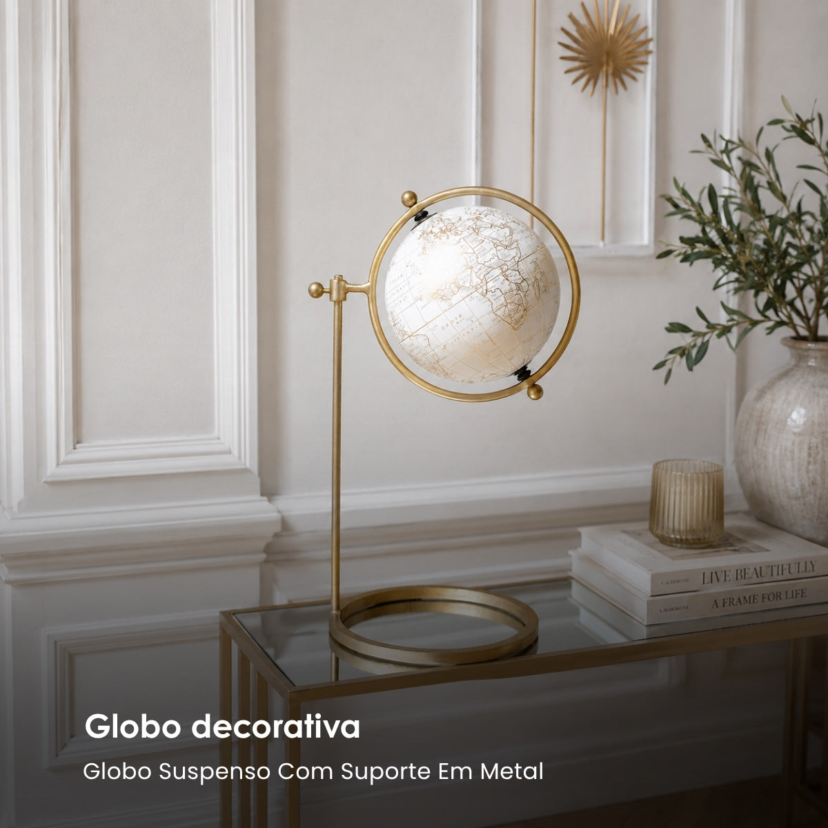 Globo Suspenso Com Suporte Em Metal 35cm
