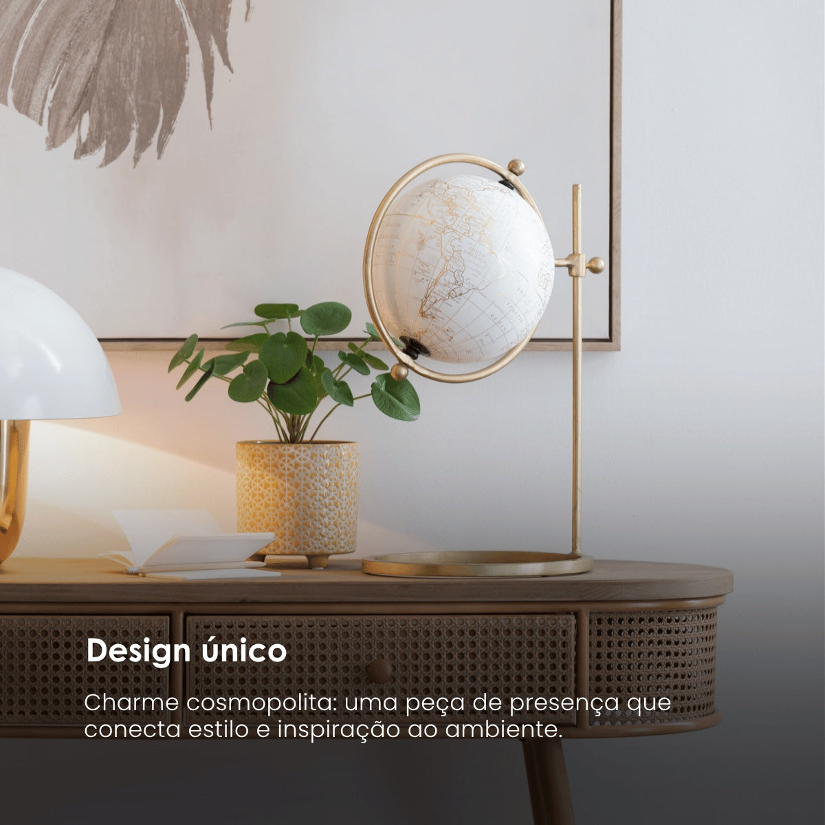 Globo Suspenso Com Suporte Em Metal 35cm