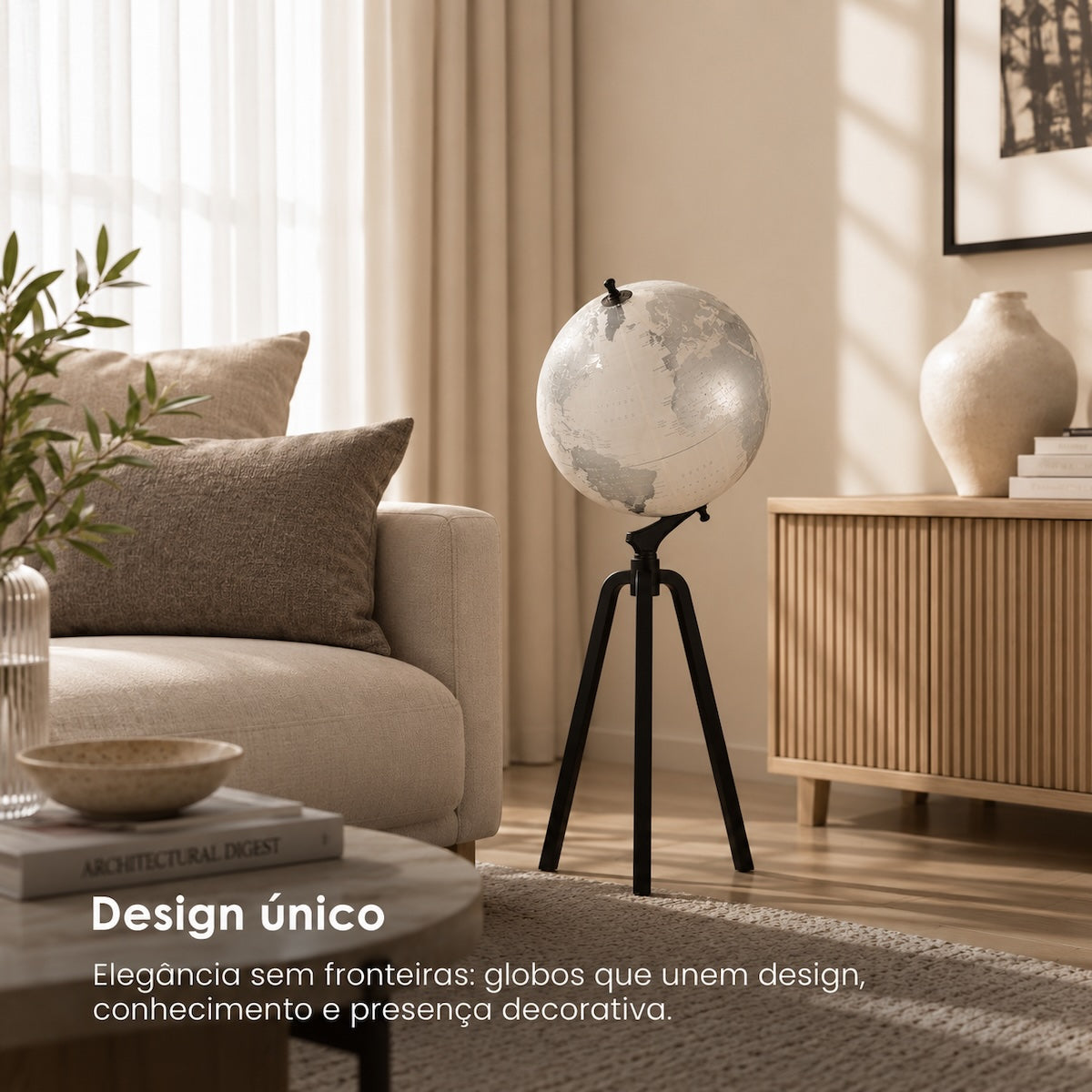 Globo Prata C/ Tripe Em Metal 103cm