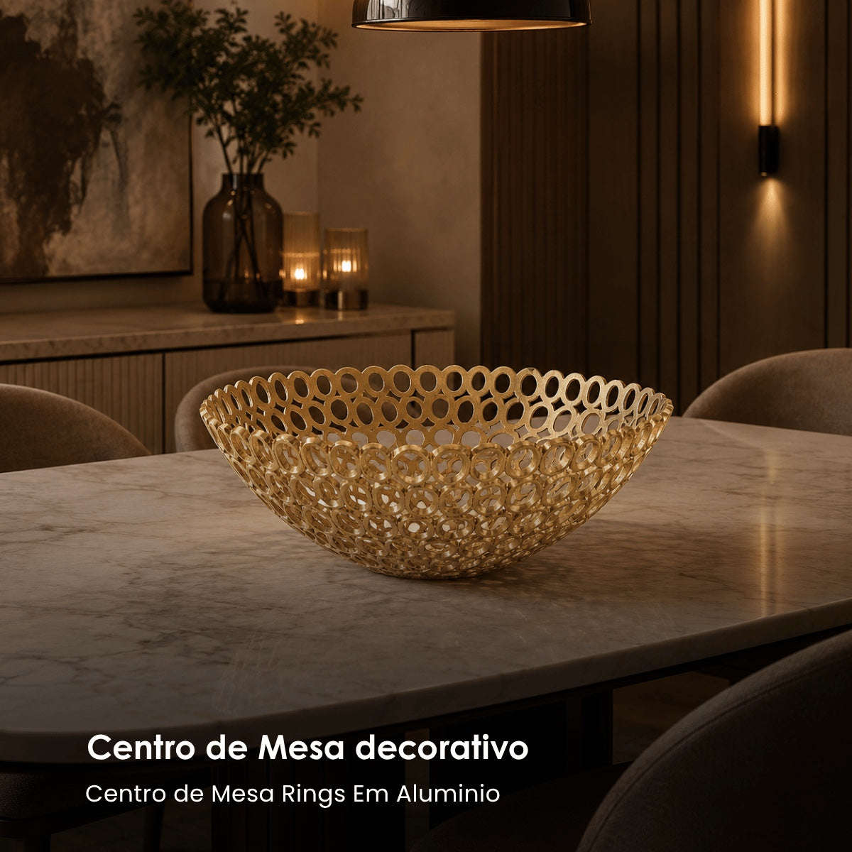 Centro de Mesa Rings Em Aluminio 50x20cm