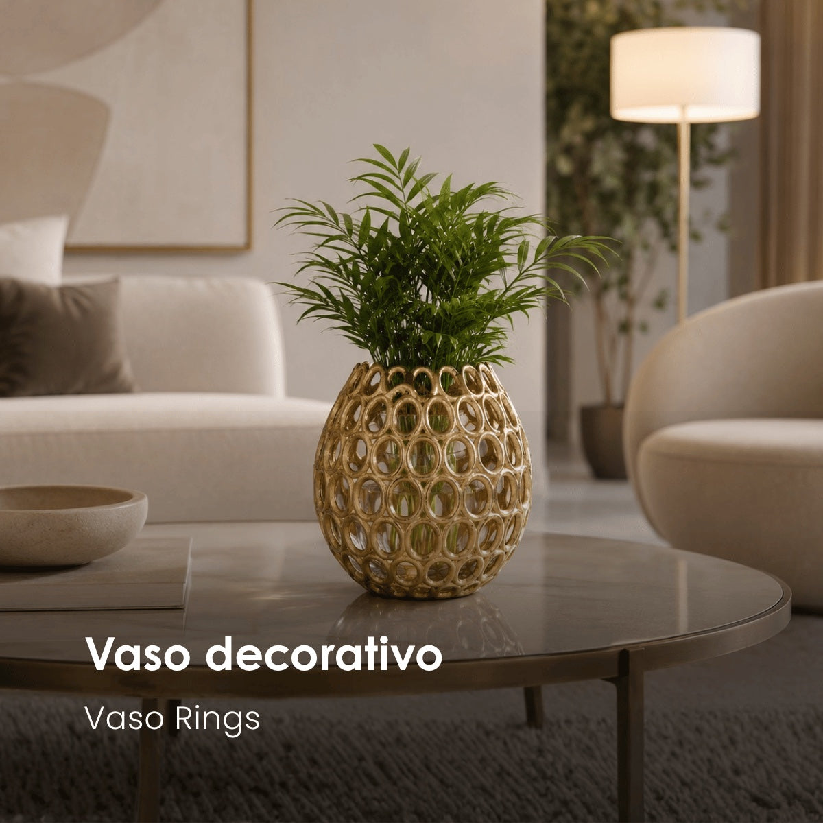 Vaso Rings Em Aluminio 34cm
