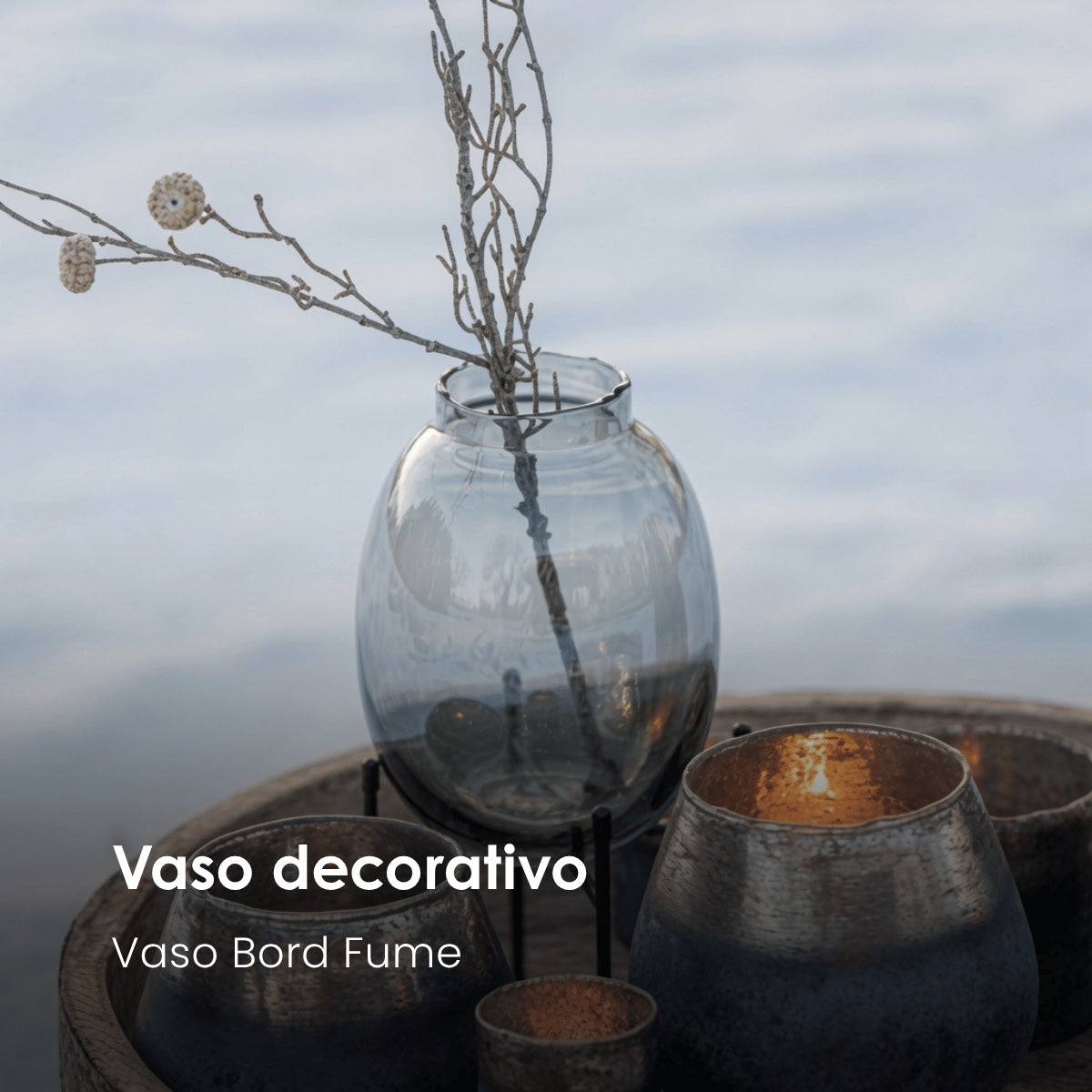 Vaso Bord Fume Com Suporte 40cm