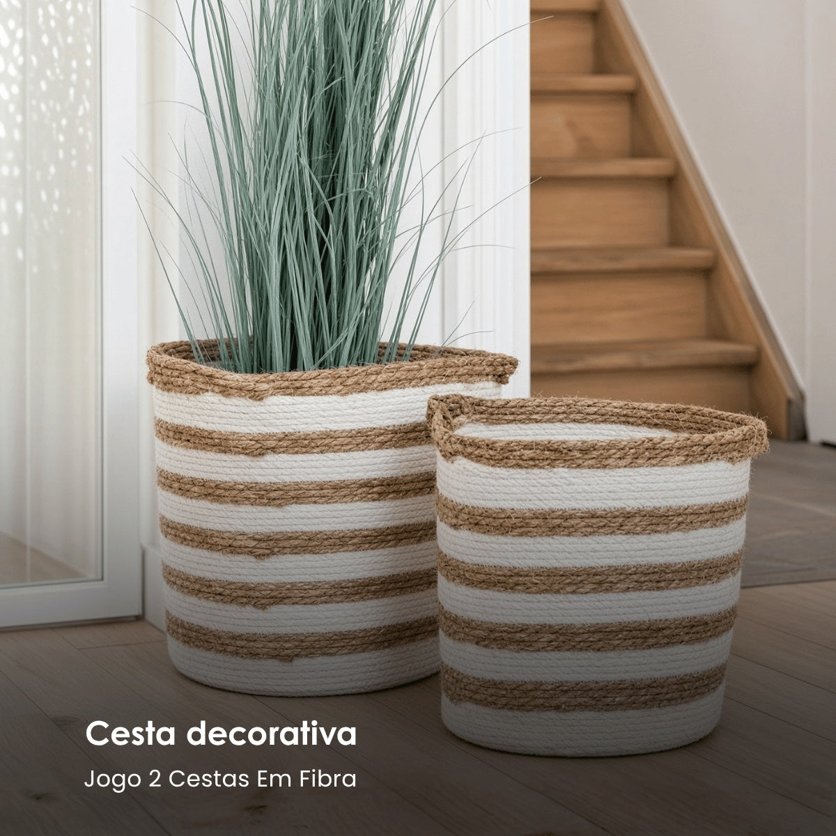 Jg. 2 Cestas Em Fibra 40x35cm 41x38cm