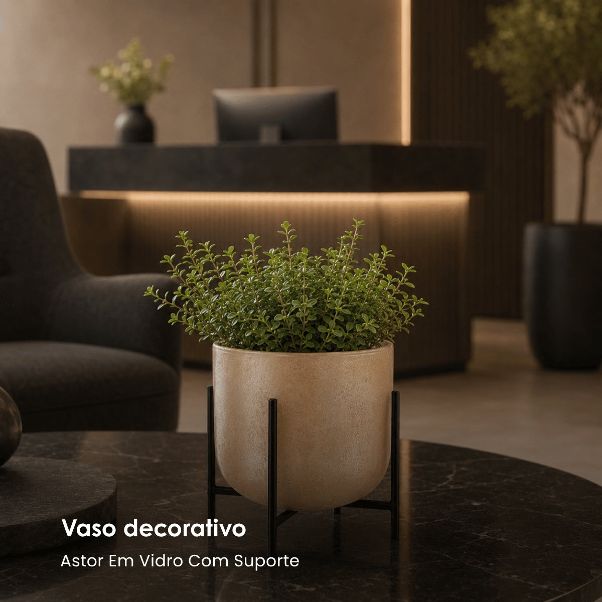 Vaso Astor Em Vidro Com Suporte 17cm