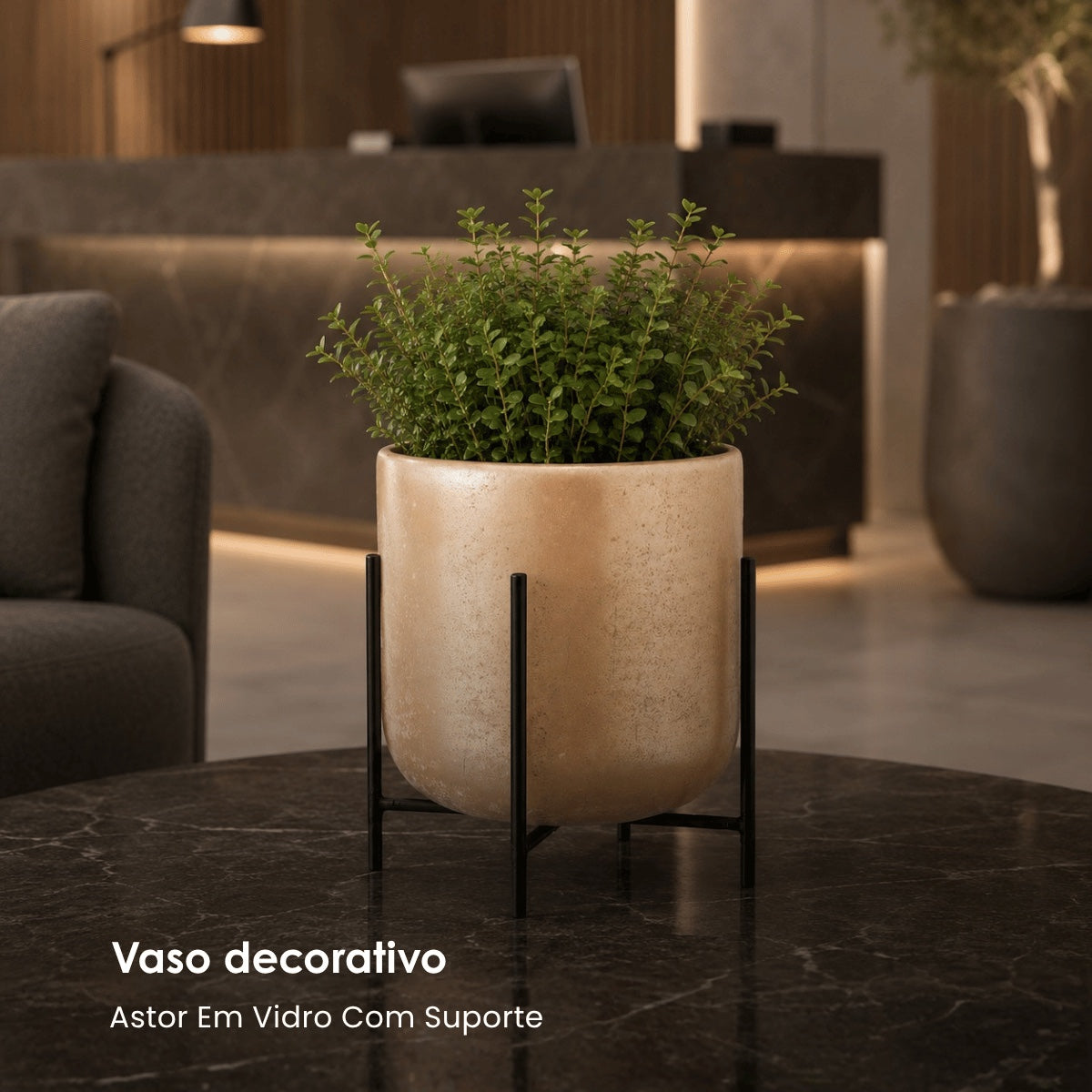 Vaso Astor Em Vidro Com Suporte 23cm