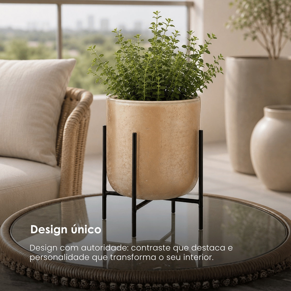 Vaso Astor Em Vidro Com Suporte 23cm
