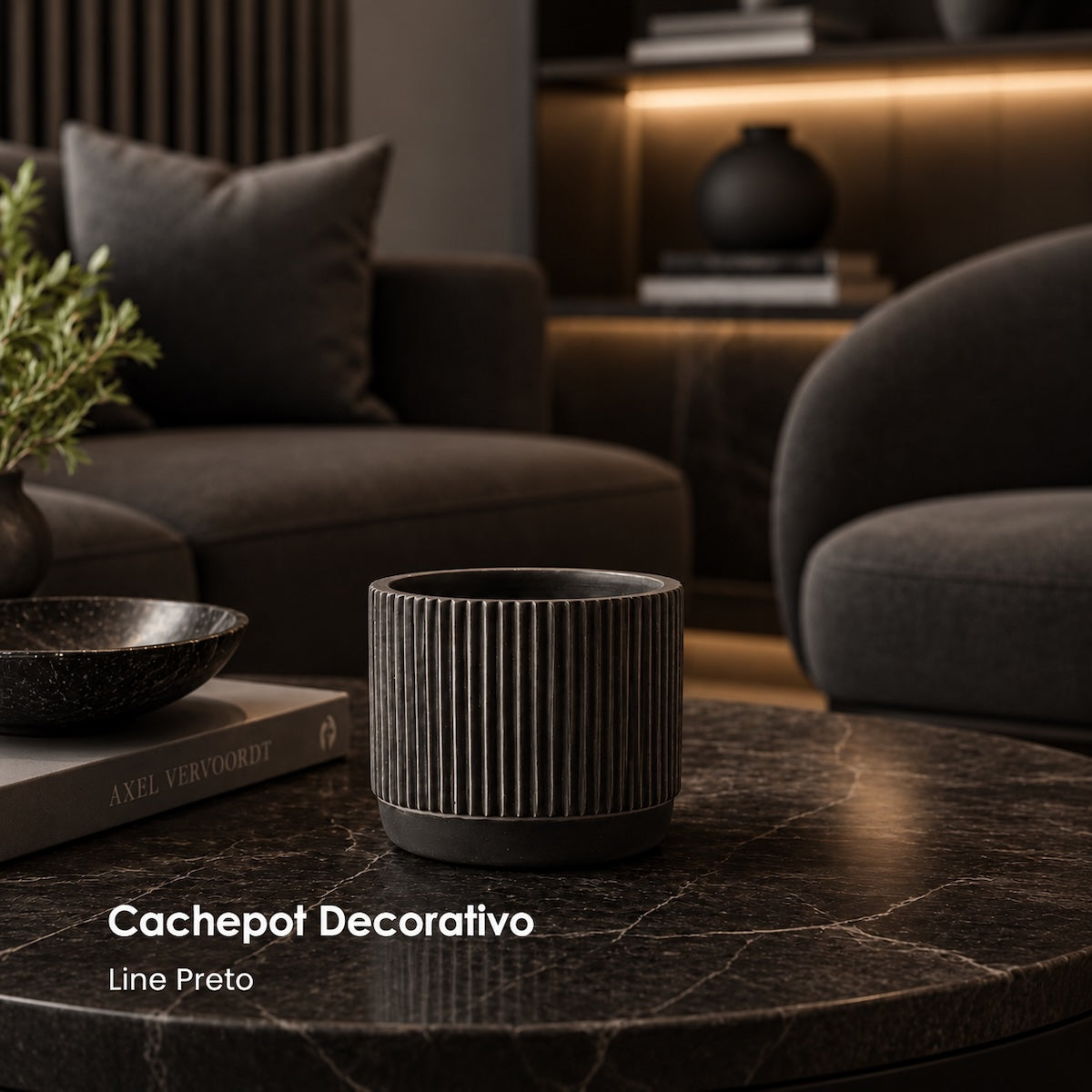 Cachepot Line Preto 11cm
