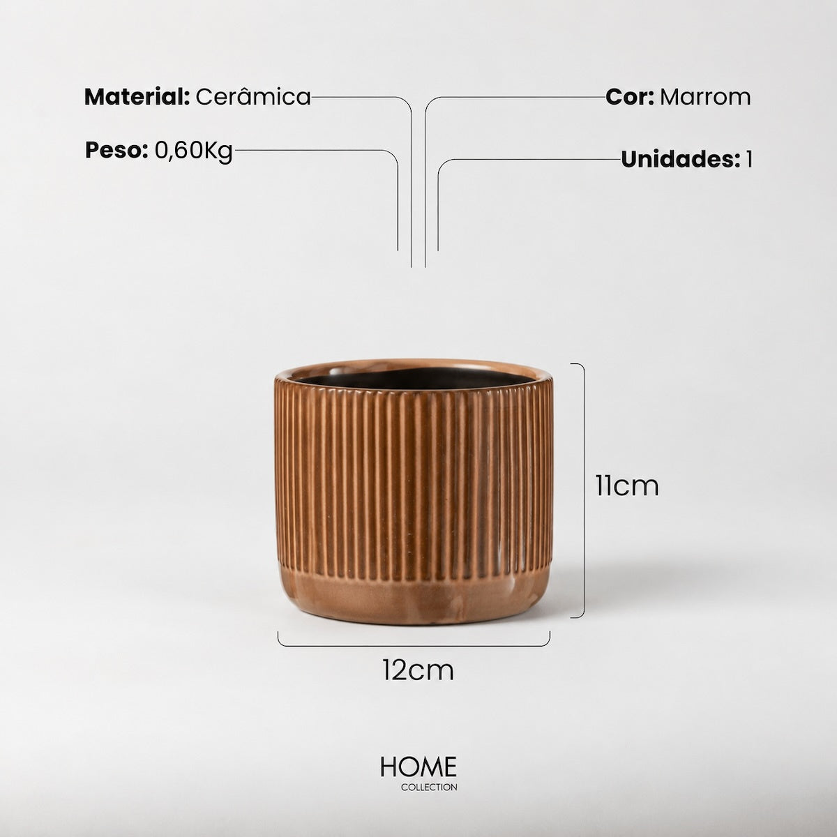 Cachepot Line Marrom 12cm