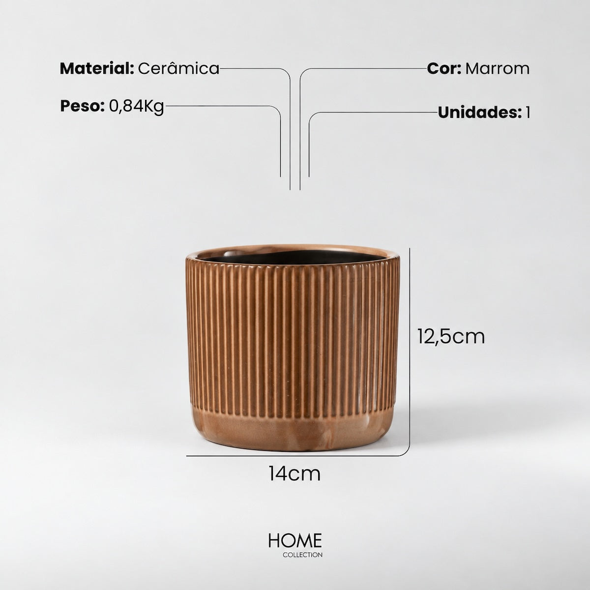 Cachepot Line Marrom 14cm