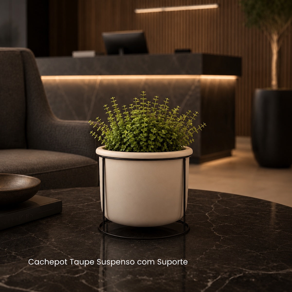 Cachepot Taupe Suspenso C/ Suporte 20cm