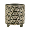 Cachepot Flower Cinza 17cm