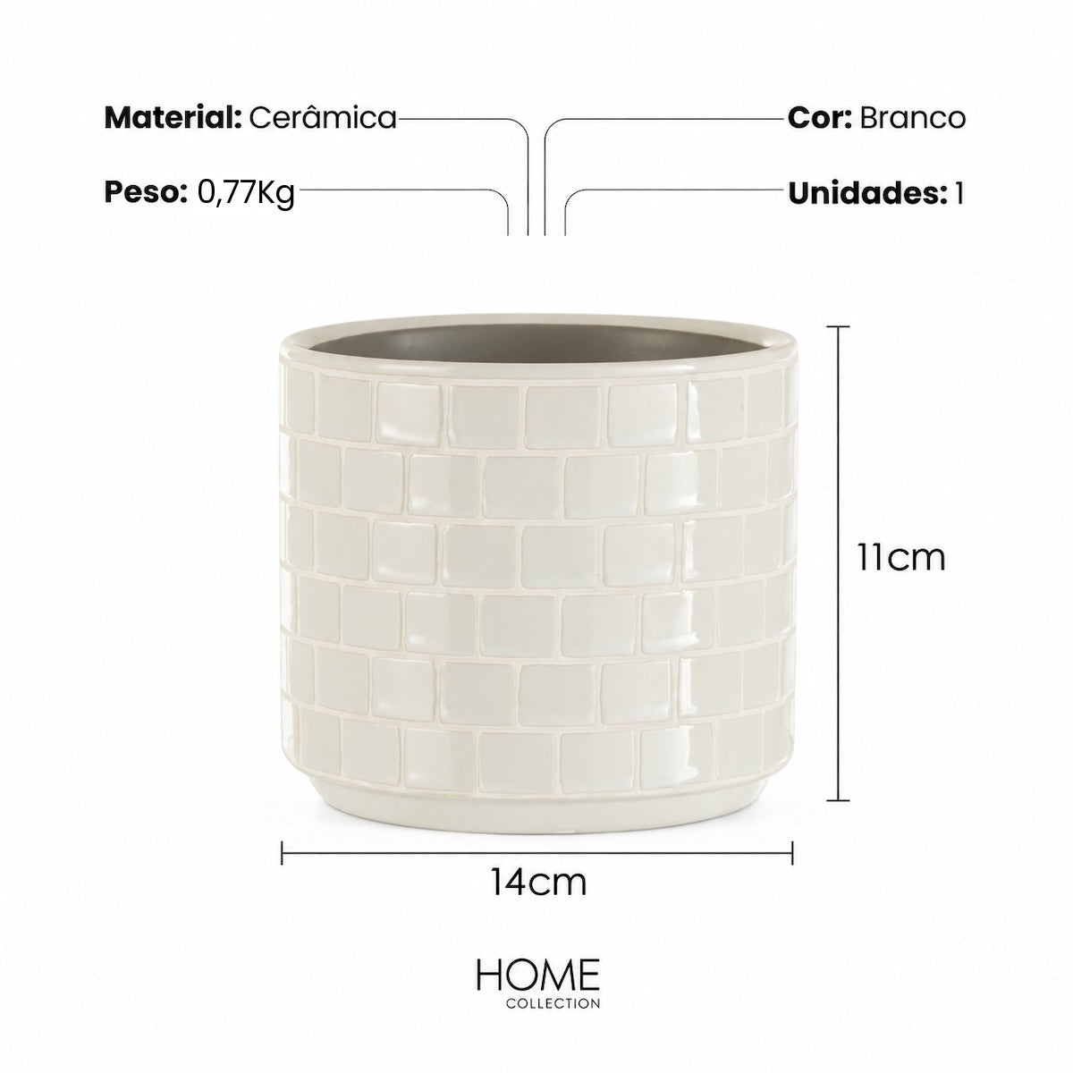 Cachepot Azulejo Branco 14cm