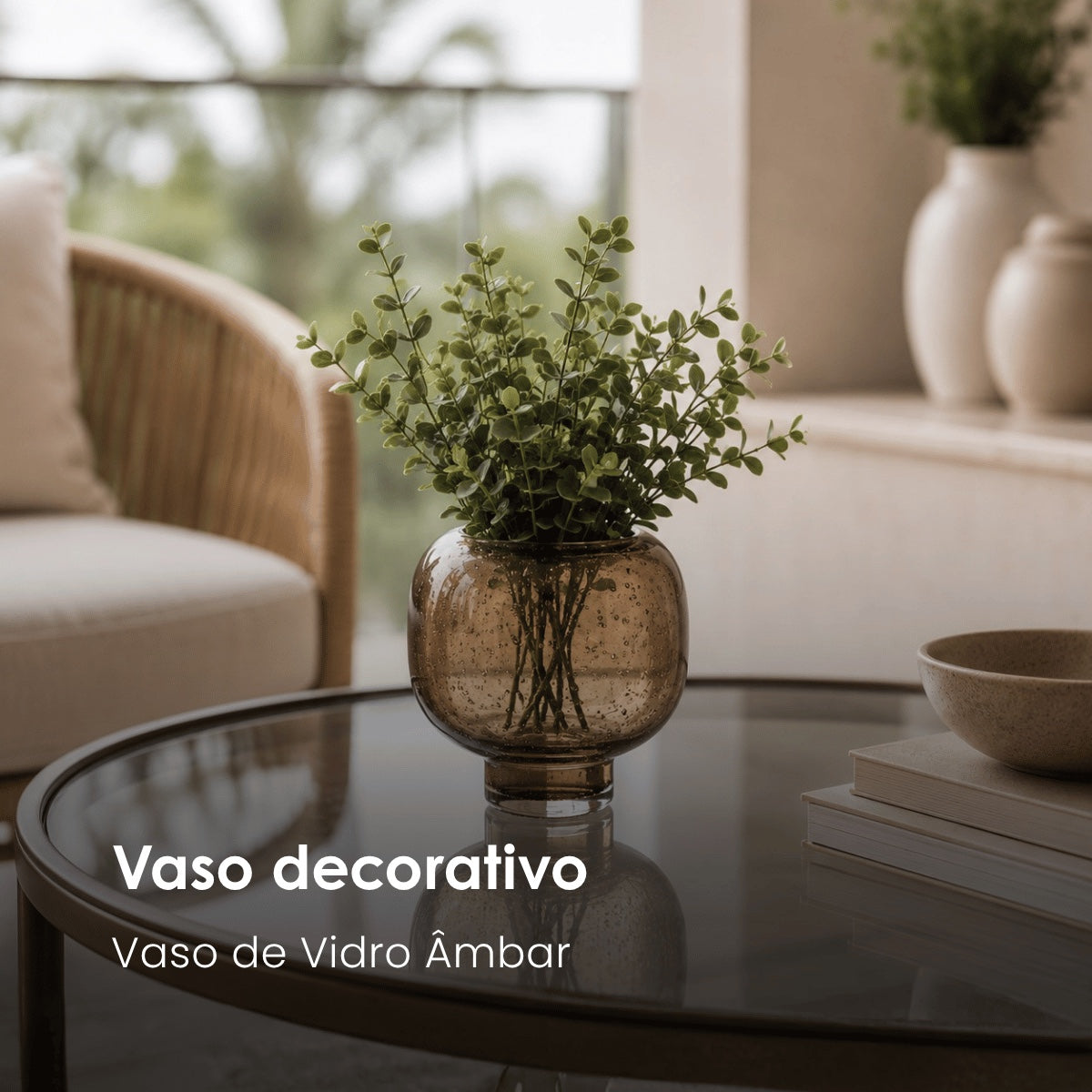 Vaso de Vidro Ambar 16cm