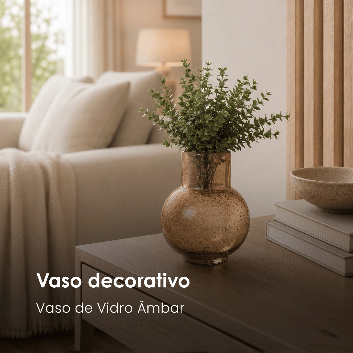 Vaso de Vidro Ambar 19cm