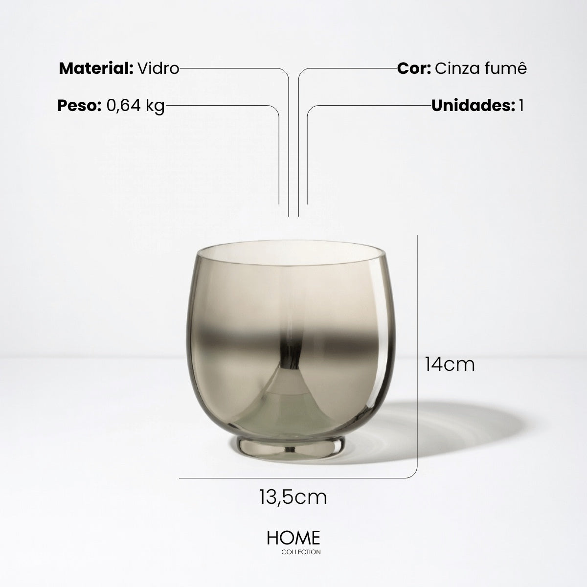 Castical Em Vidro Fume 14cm