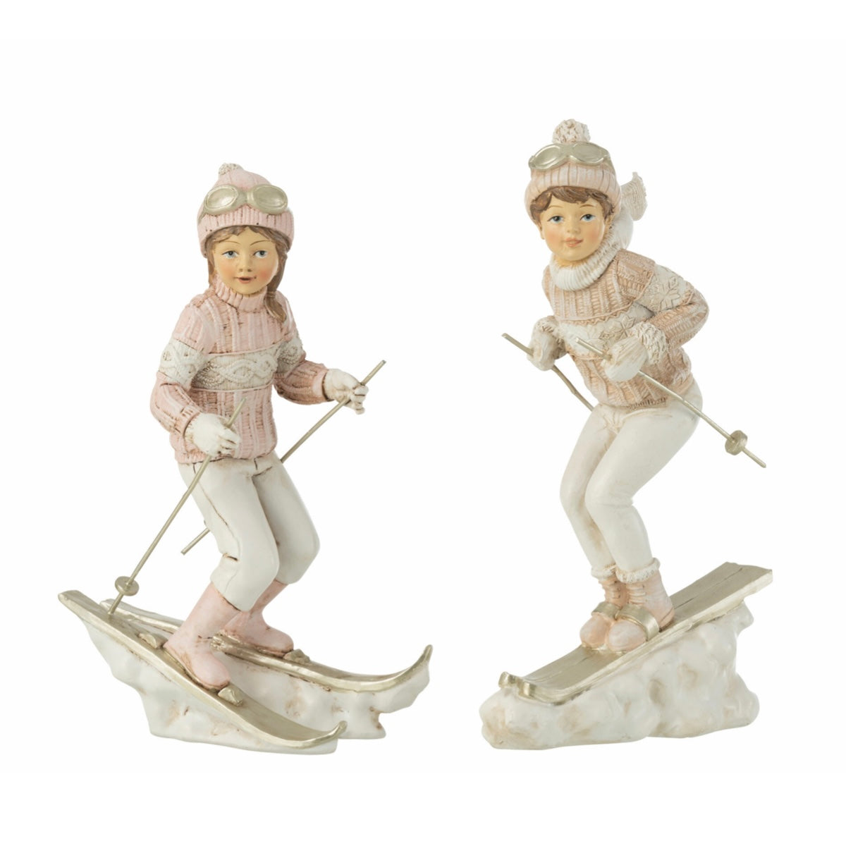Jg. 2 Esculturas Crianças Ski 19cm