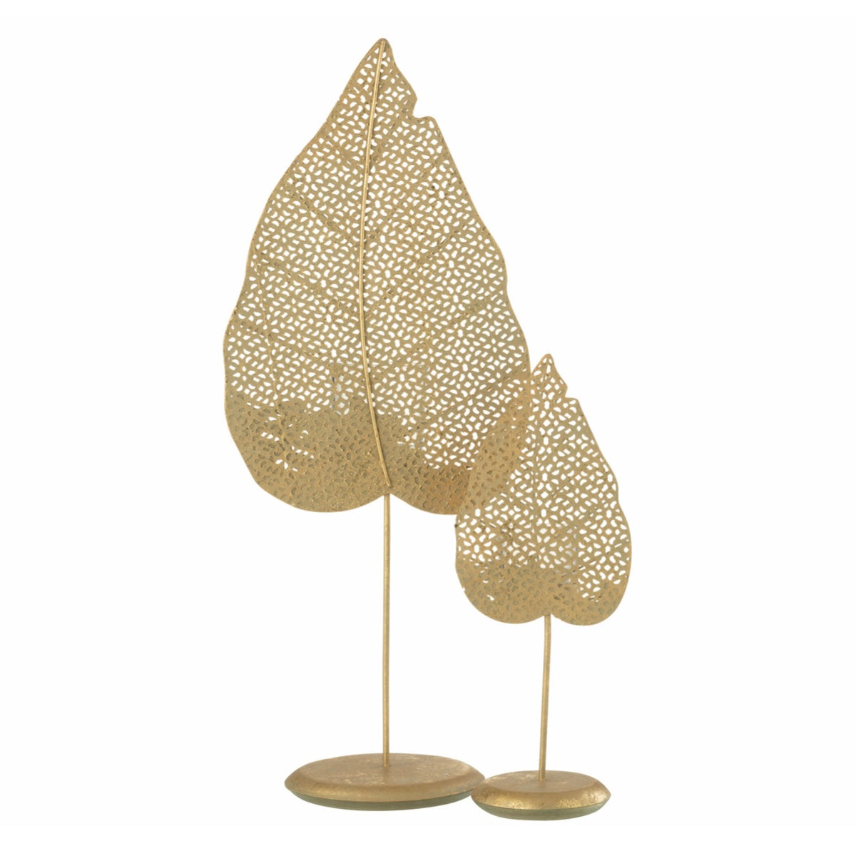 Escultura Folha Em Metal C/ Castical 28cm