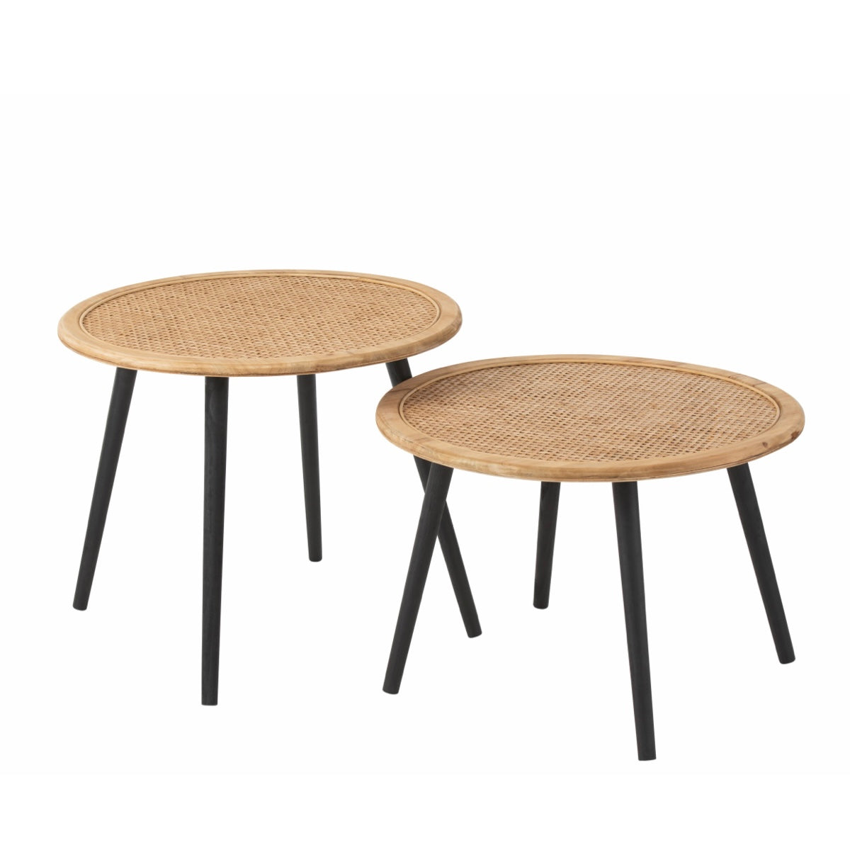 Jg. 2 Mesas Laterais Em Bamboo Natural 68x40 68x57cm