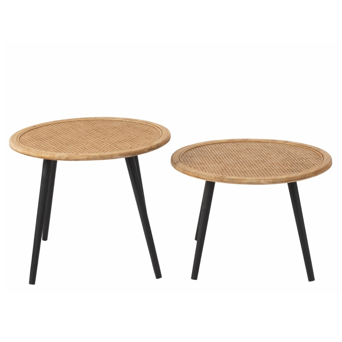 Jg. 2 Mesas Laterais Em Bamboo Natural 68x40 68x57cm