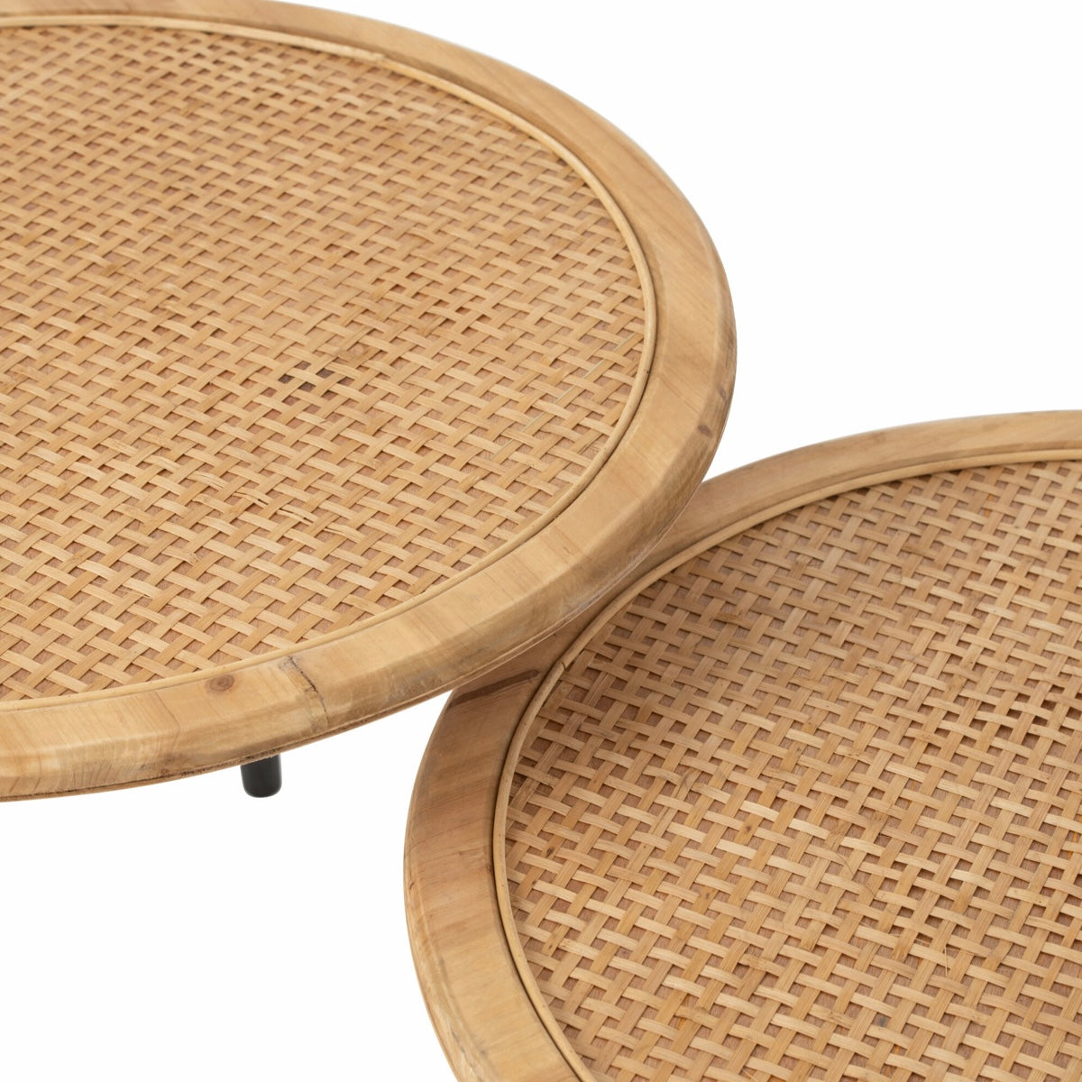 Jg. 2 Mesas Laterais Em Bamboo Natural 68x40 68x57cm