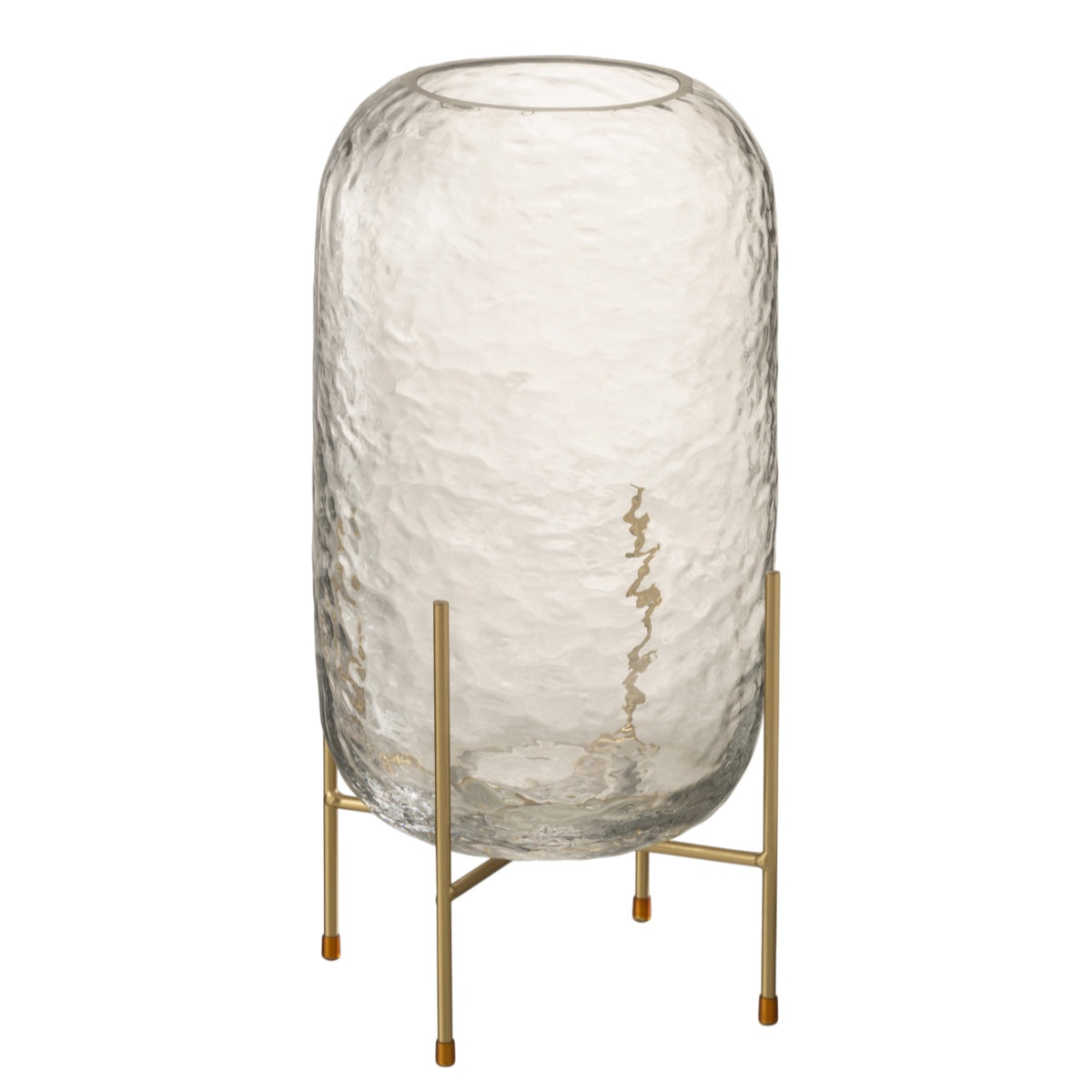 Vaso Em Vidro Martelado C/ Suporte 37cm