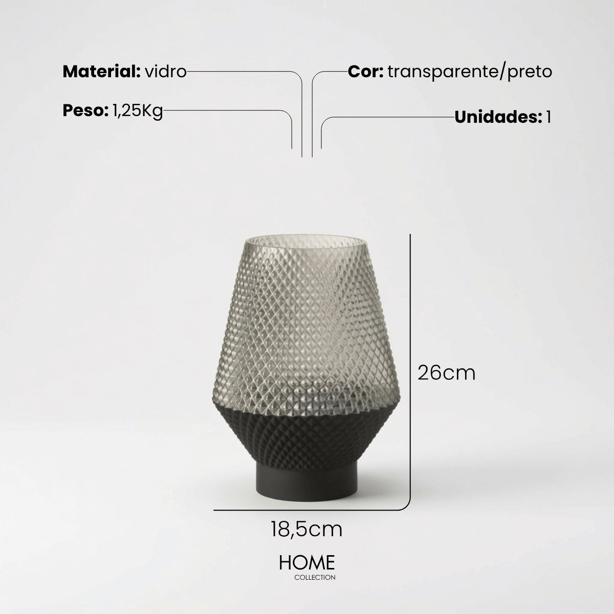 Vaso Patt Em Vidro 26cm