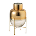 Vaso Sol Transp/dourado C/ Suporte 32cm