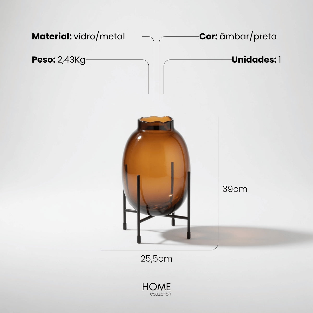 Vaso Lumi Ambar 39cm