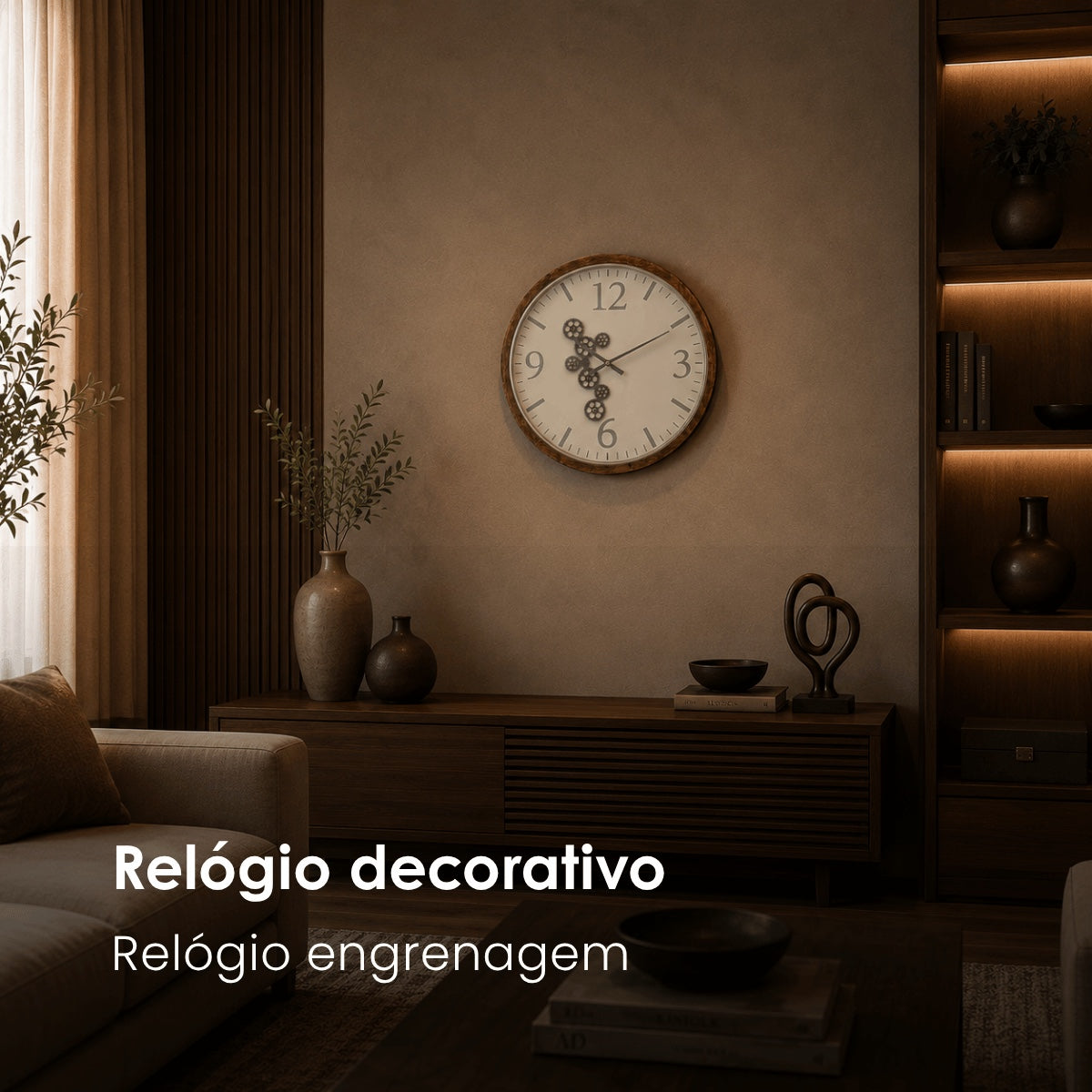 Relogio Engrenagem Branco/natural 74cm