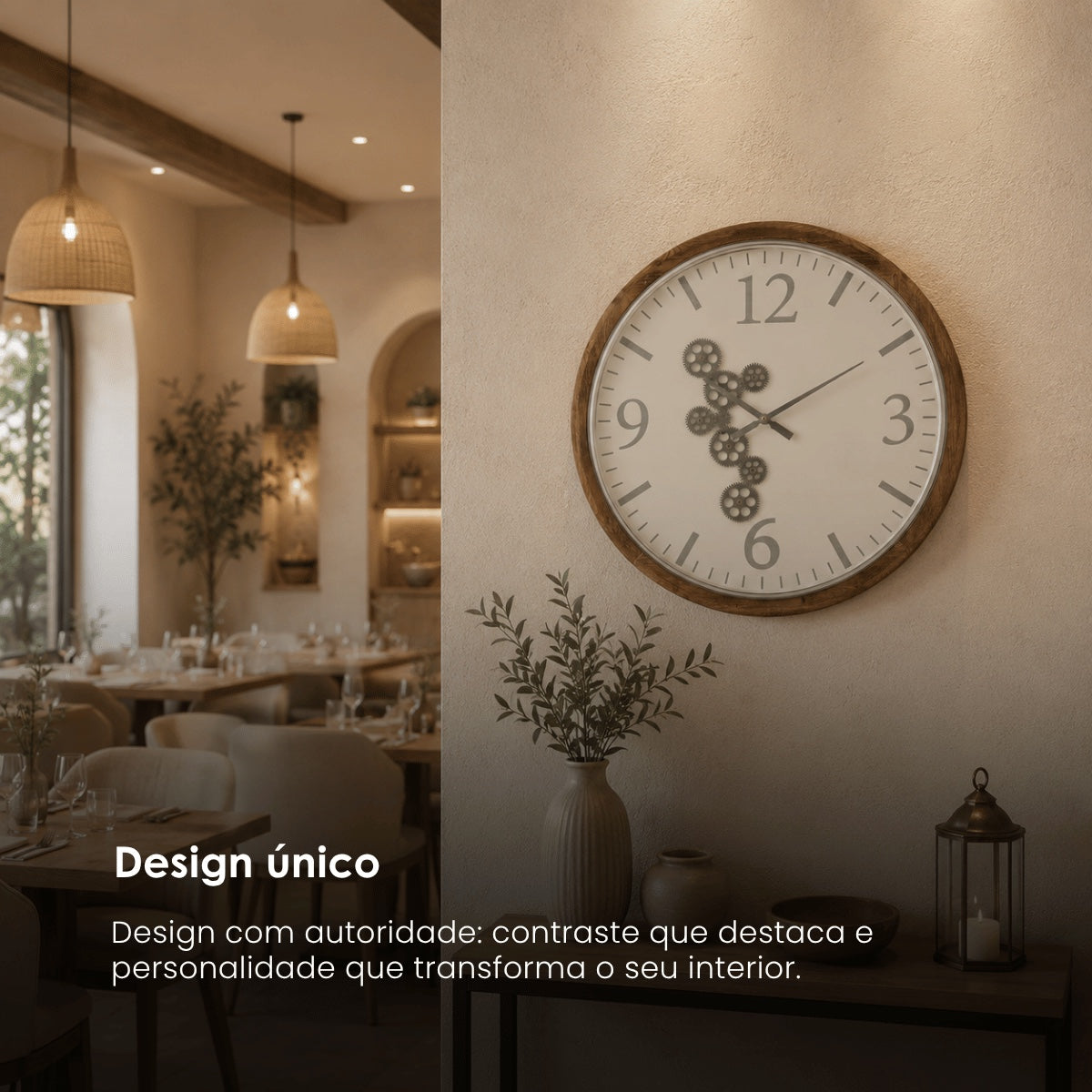 Relogio Engrenagem Branco/natural 74cm