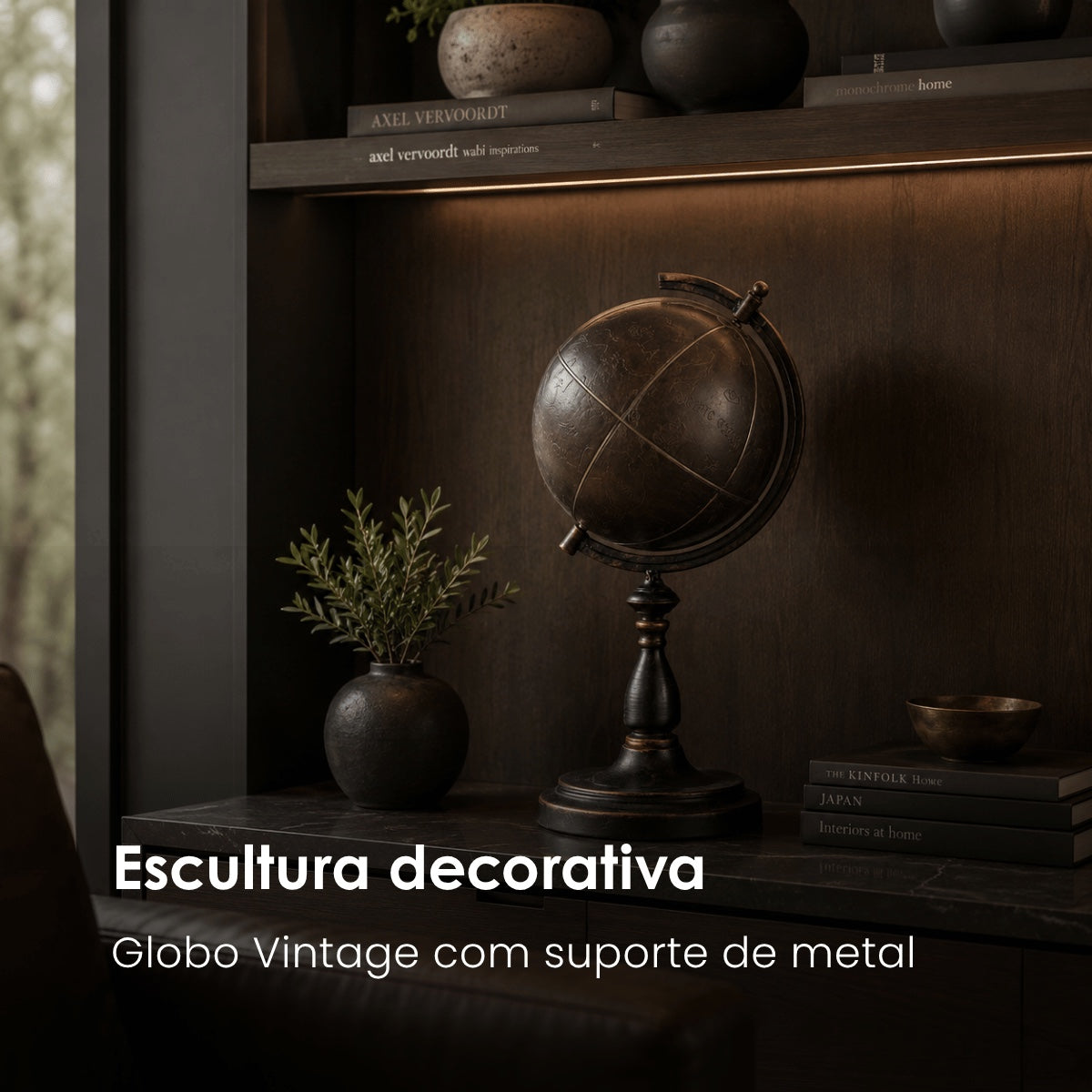 Globo Vintage C/ Suporte Em Metal 65cm