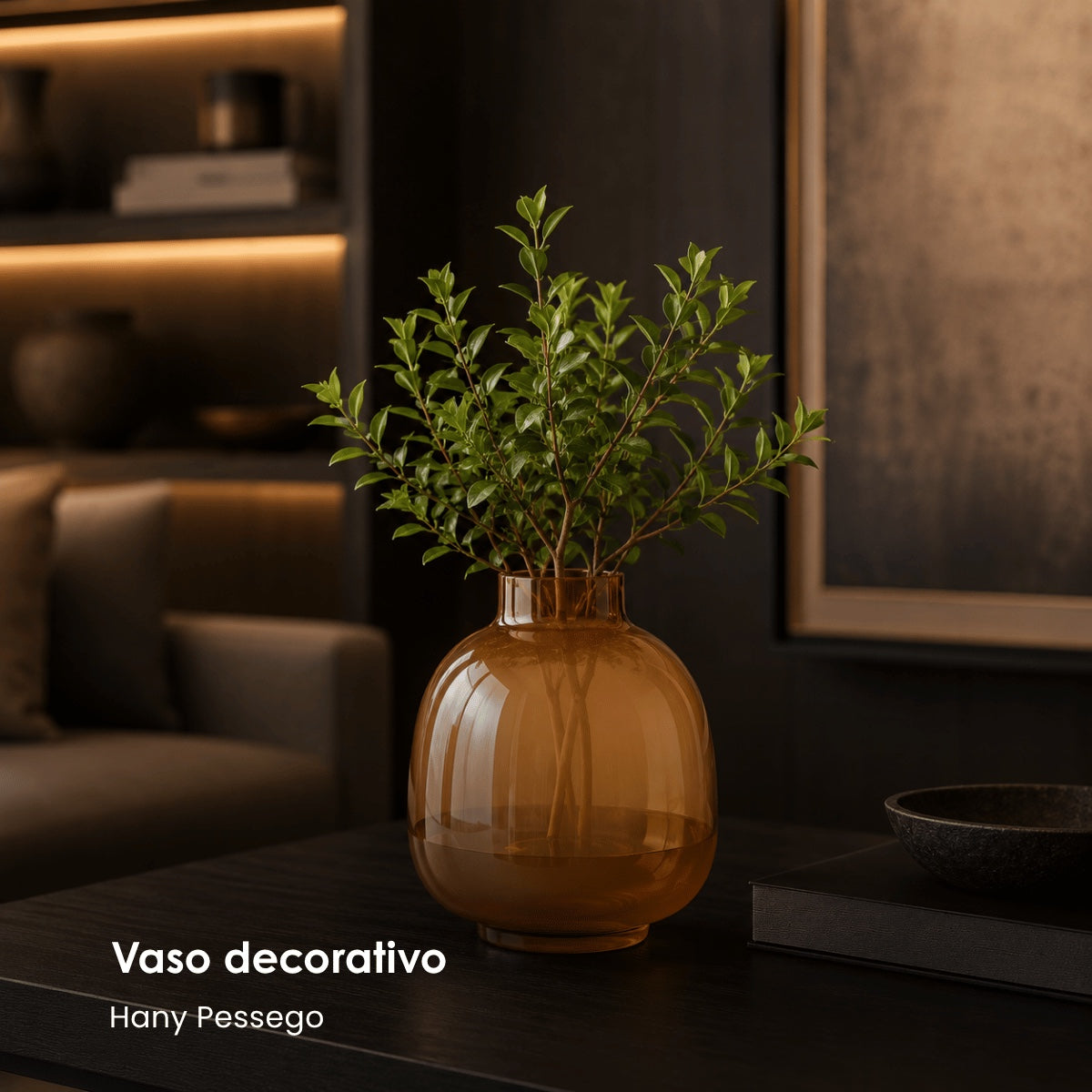 Vaso Hany Pessego Em Vidro 18cm