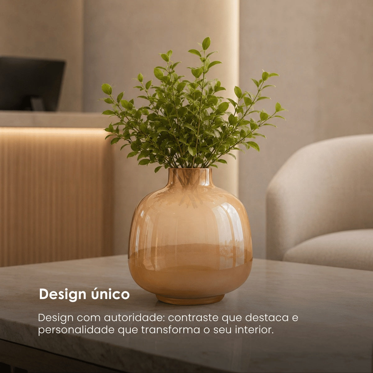 Vaso Hany Pessego Em Vidro 18cm