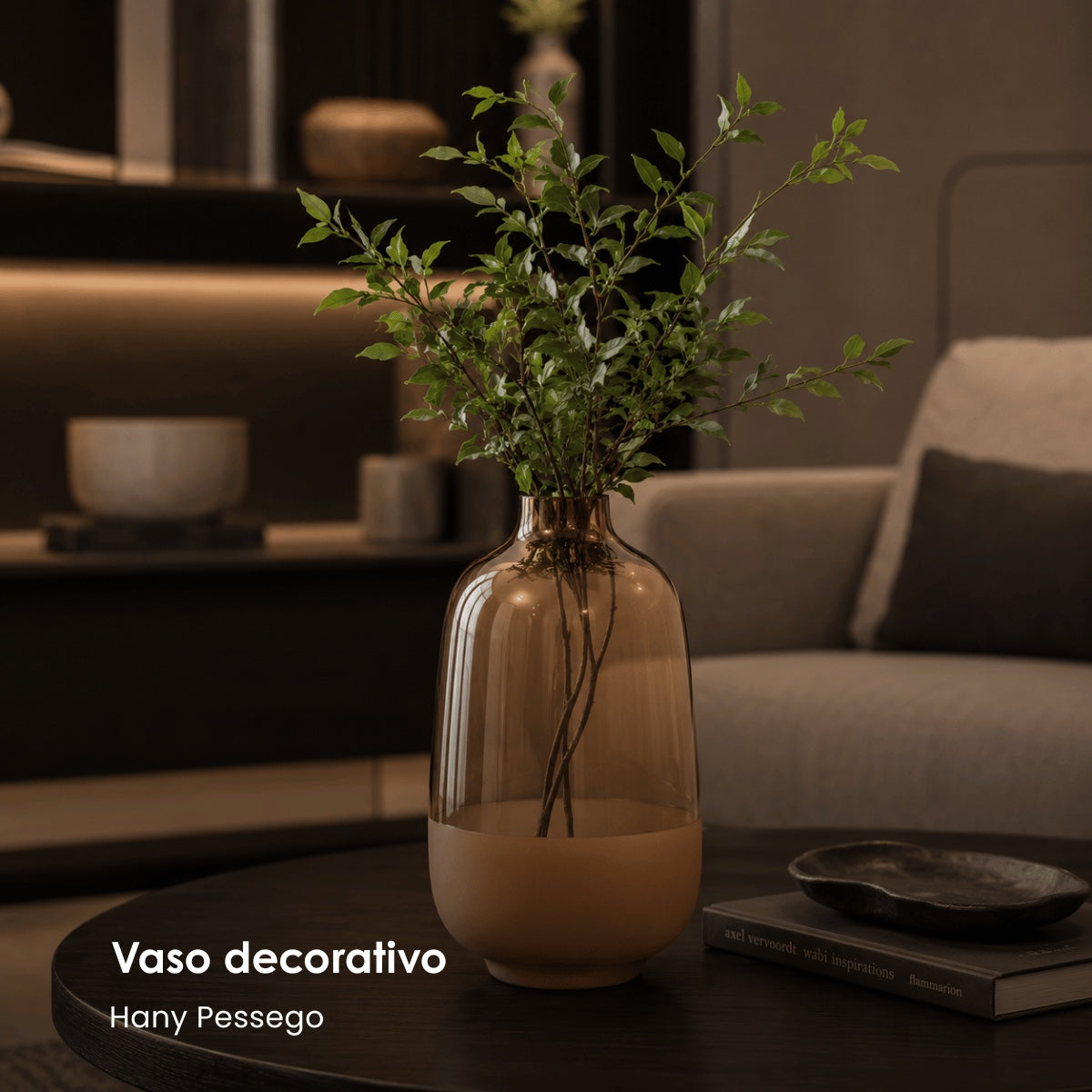 Vaso Hany Pessego Em Vidro 27cm