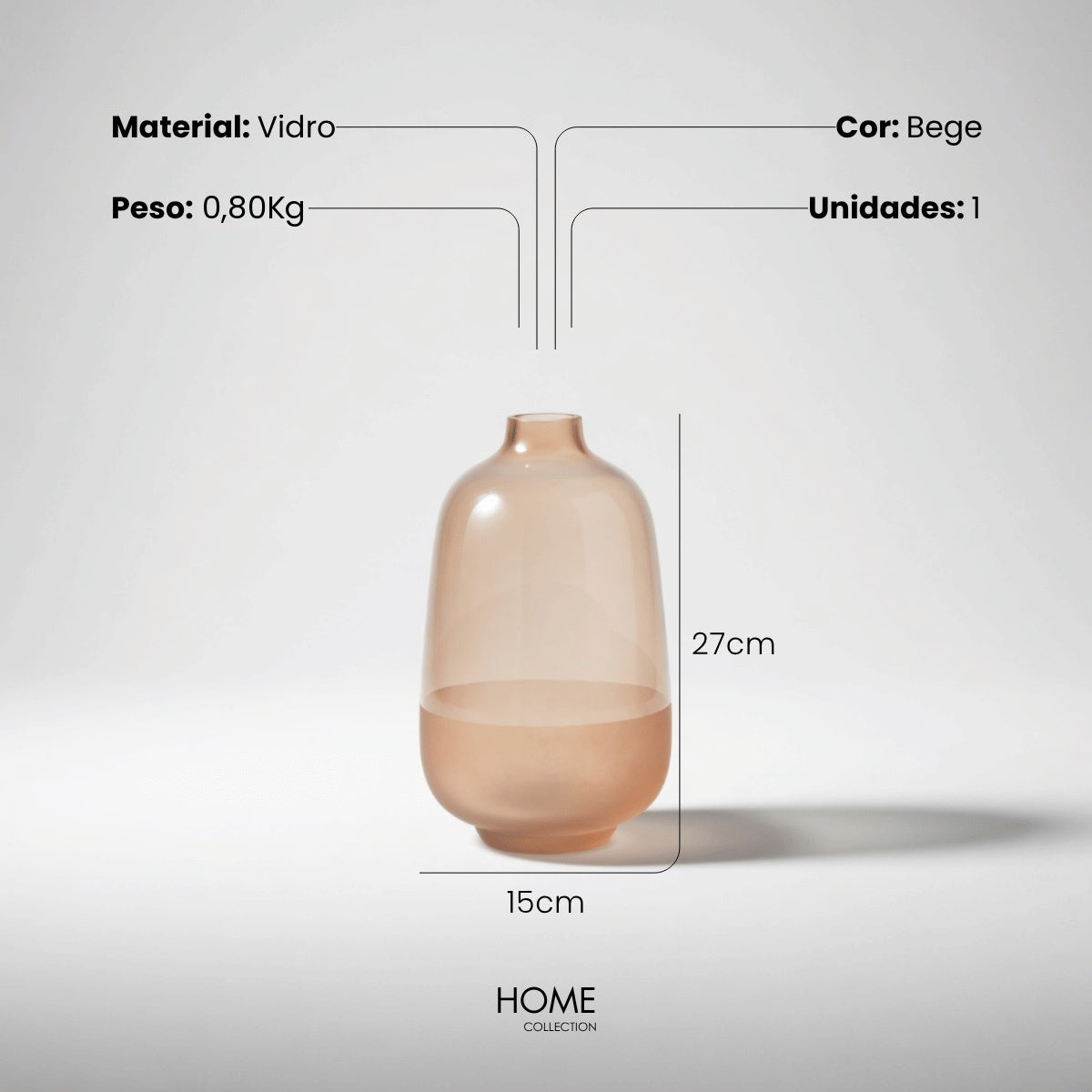 Vaso Hany Pessego Em Vidro 27cm
