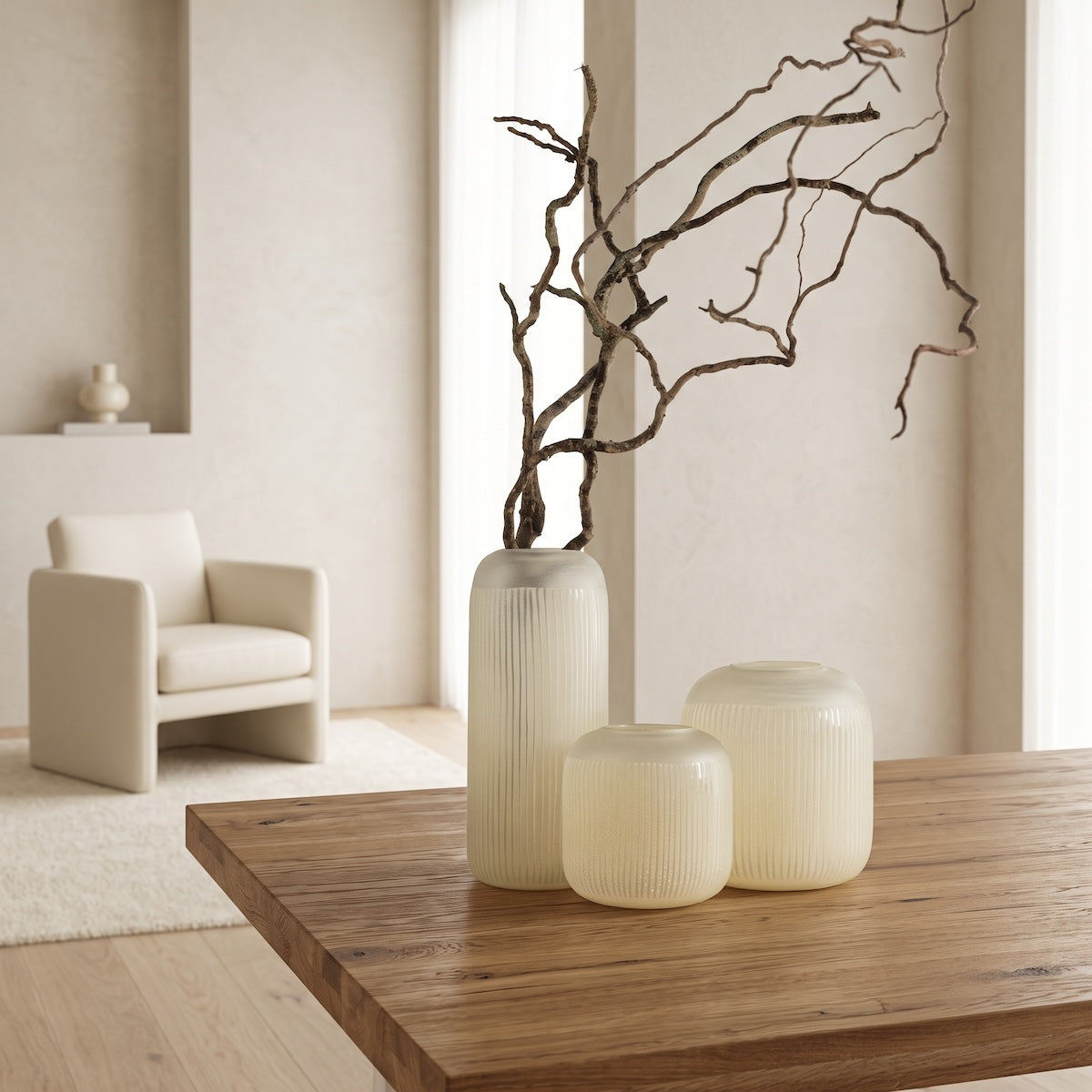 Vaso Stripes Bege 34cm
