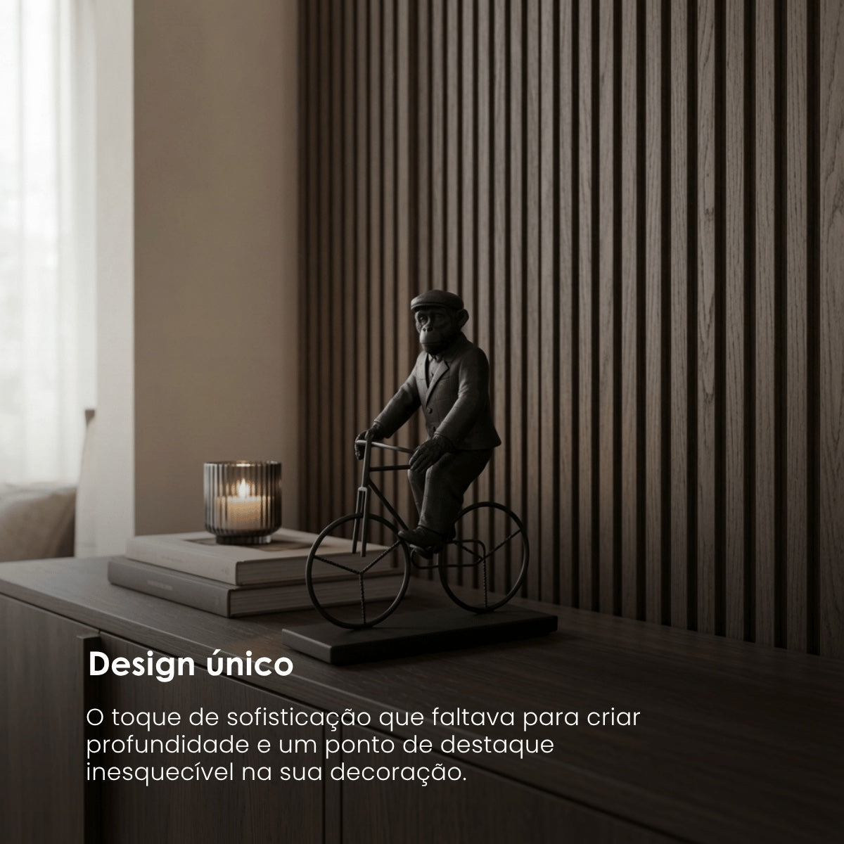 Escultura Macaco Na Bicicleta 33cm