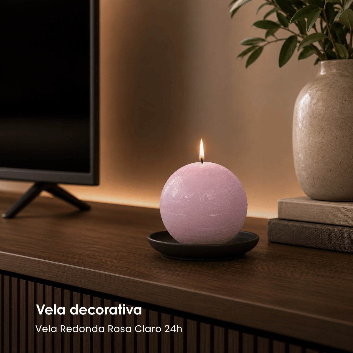Vela Redonda Rosa Claro 7,5cm - 24h