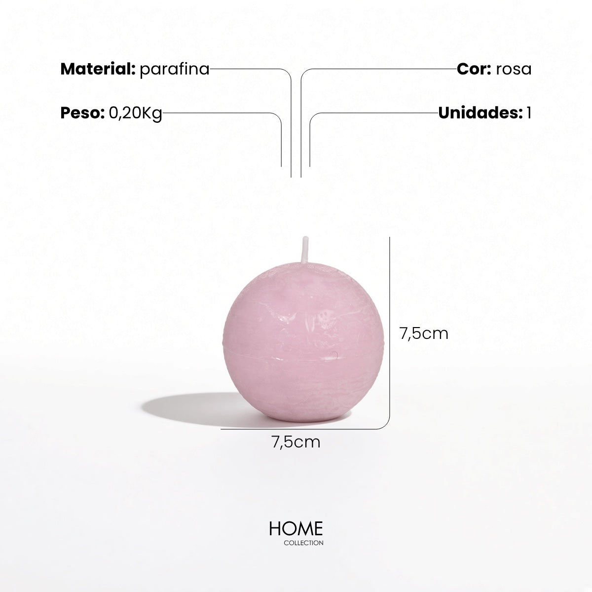 Vela Redonda Rosa Claro 7,5cm - 24h