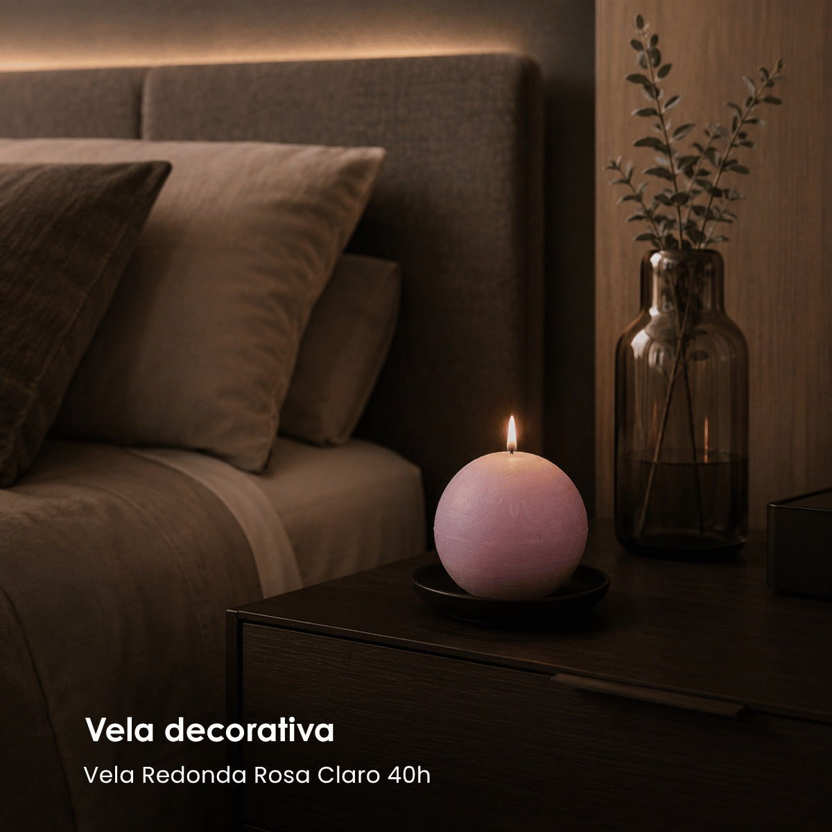 Vela Redonda Rosa Claro 8,5cm - 40h
