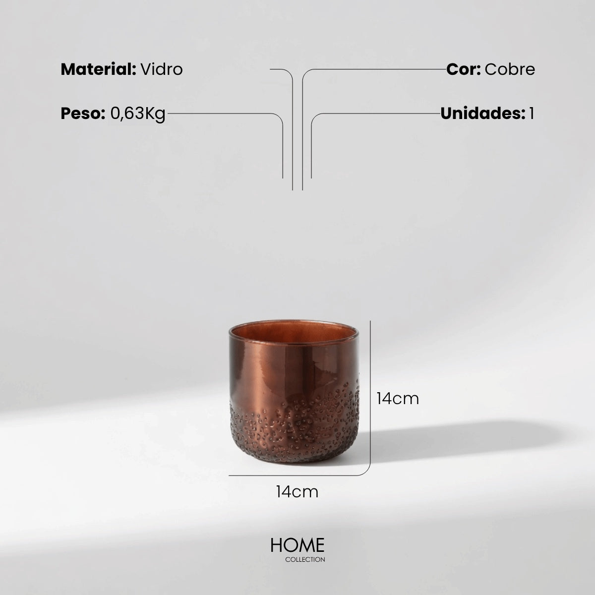 Vaso Mirror Cobre Em Vidro 14cm