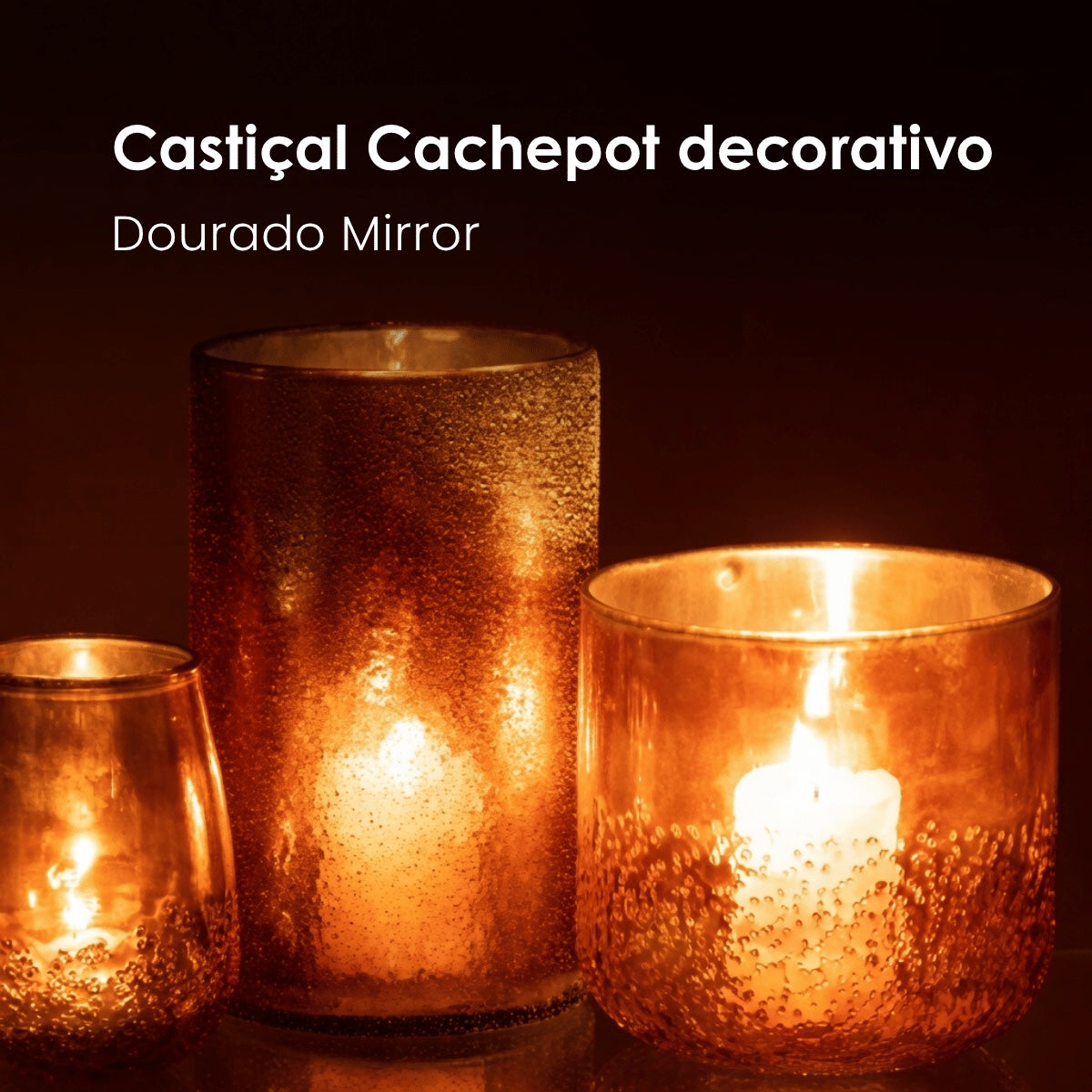 Vaso Mirror Dourado Em Vidro 14cm