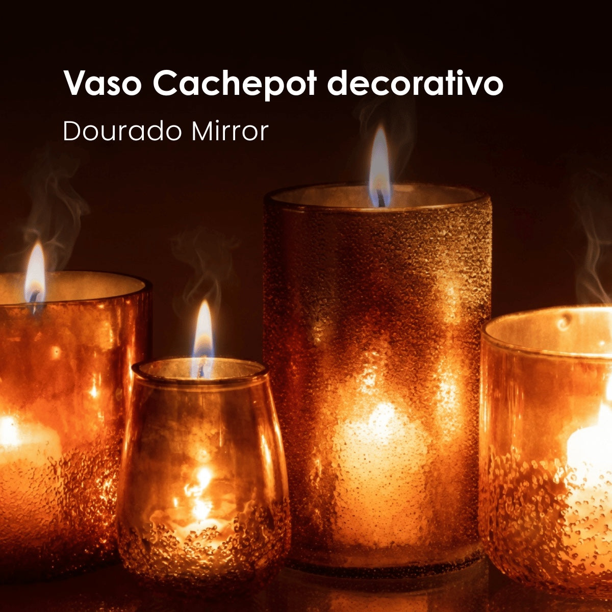 Vaso Mirror Dourado Em Vidro 20cm